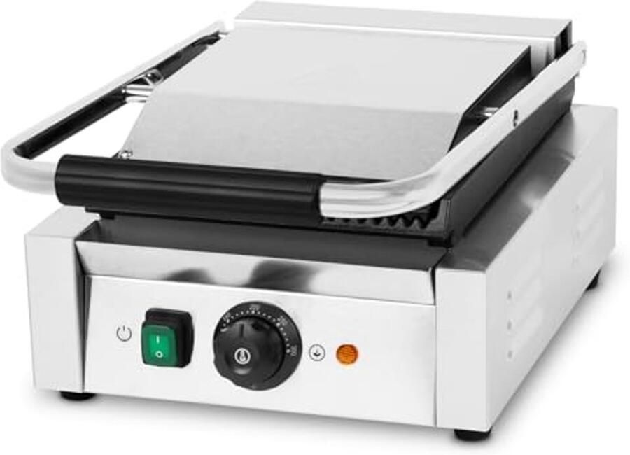 Professionele Contactgrill 1800W met Gietijzeren Grillplaten en Tefloncoating Instelbare Temperatuur tot 300°C