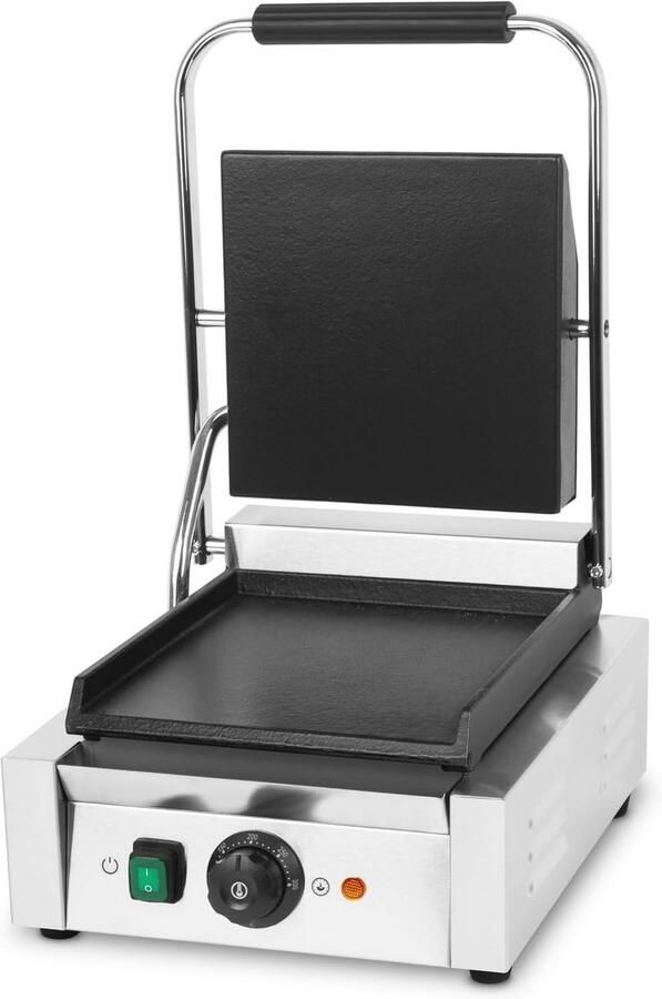 Professionele Contactgrill 1800W met Gietijzeren Grillplaten en Tefloncoating Instelbare Temperatuur tot 300°C