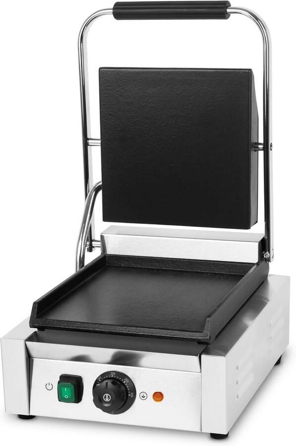 Professionele Contactgrill 1800W met Gietijzeren Grillplaten en Tefloncoating Instelbare Temperatuur tot 300°C