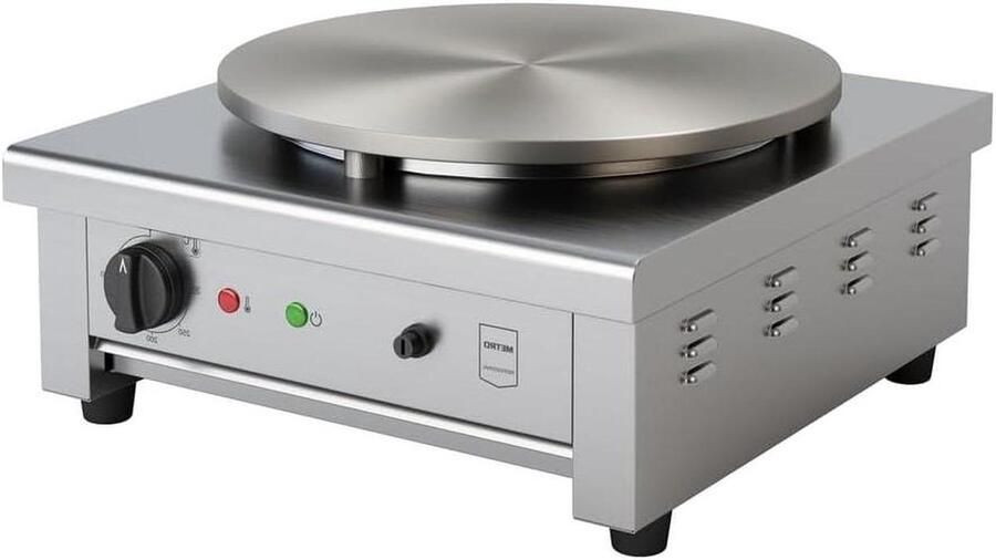 Professionele Crêpe Maker Pannenkoekenplaat Elektrisch Grote Keuken Traploze Temperatuur 40 cm Plaat Zilver