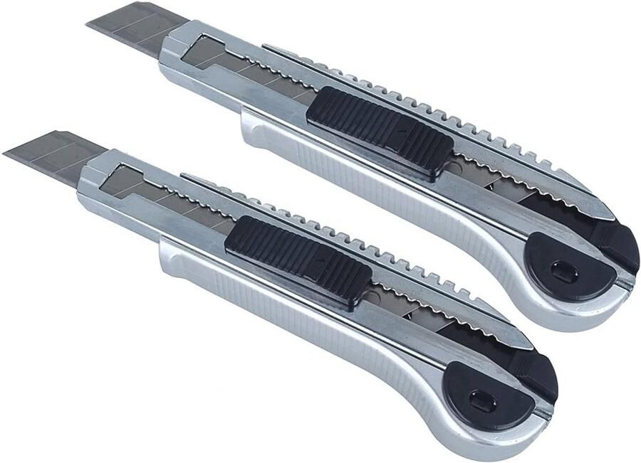 Professionele cuttermessen met automatisch lemmet 2 stuks met 10 reservemesjes van 18 mm