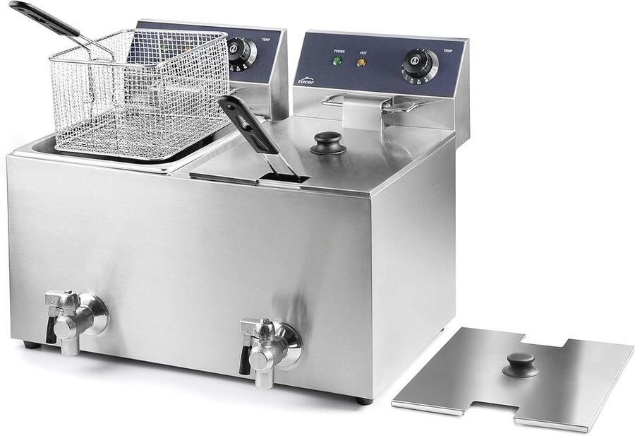 Professionele dubbele friteuse met kraan 3250 W 16 l roestvrij staal