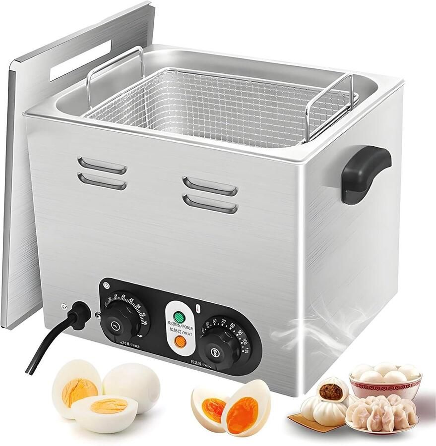 Professionele Eierkoker Grote Capaciteit Horeca Keuken Temperatuurcontrole Timer 32x26x30cm Zilverkleurig