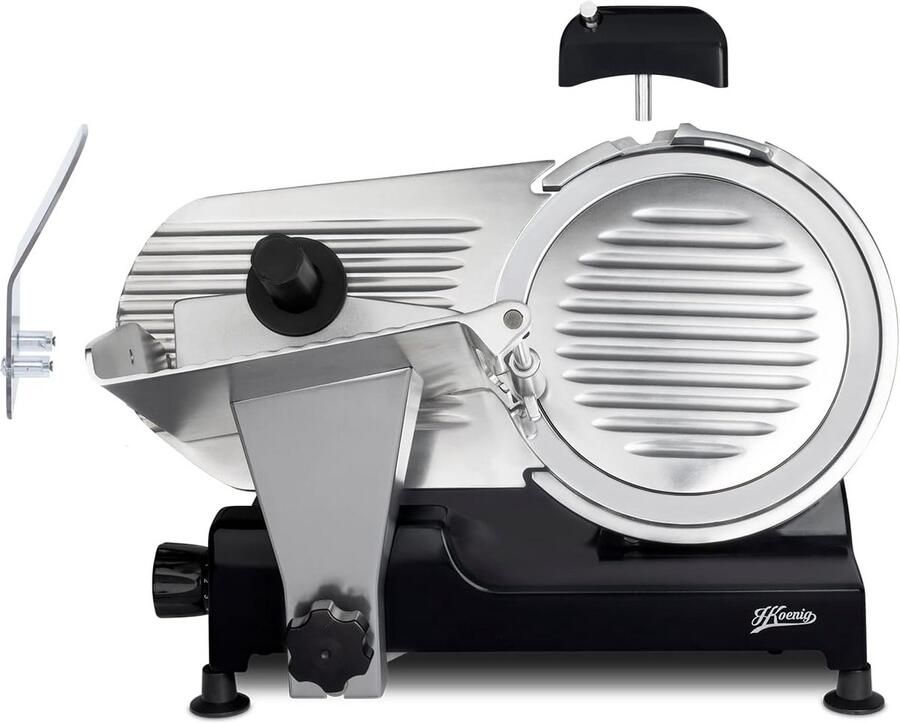 Professionele elektrische allessnijder voor vlees ham en kaas Instelbare snijdikte 0-12 mm Italiaans lemmet 25 cm Geïntegreerde messenslijper