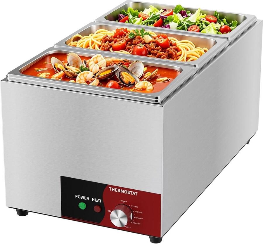 Professionele elektrische Bain Marie 1000 W bordenwarmer van roestvrij staal temperatuur instelbaar van 30 °C tot 80 ShopVlot