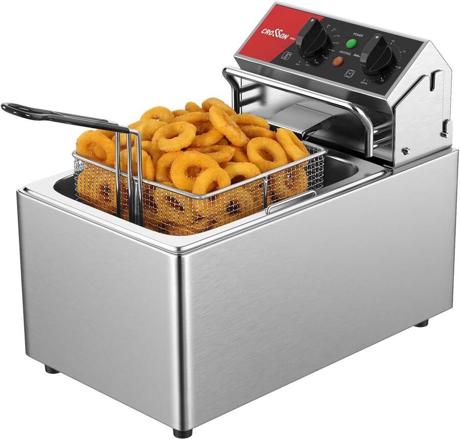 Professionele Elektrische Friteuse 8L met Temperatuurregeling 80-200°C voor Horeca