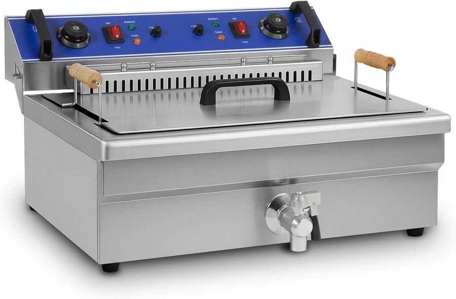 Professionele Elektrische Friteuse met Koude Zone Grote Porties Frituren Koude Zone Principe 25 Liter Zilver