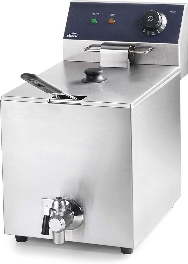 Professionele elektrische friteuse met kraan en 3250 W vermogen 8 liter roestvrij staal