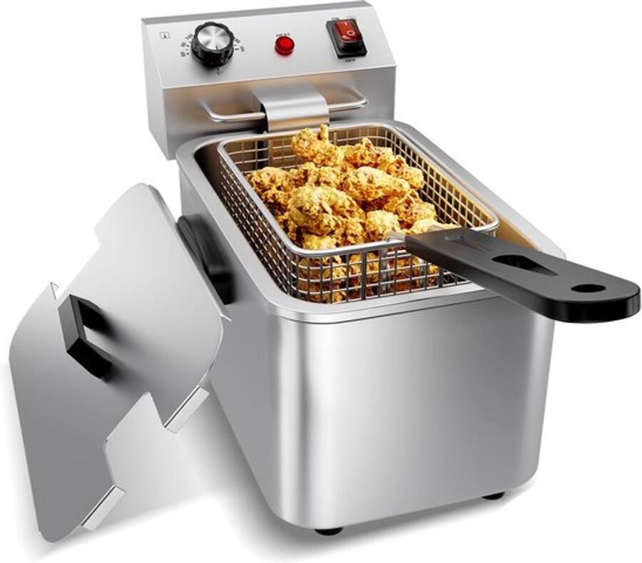 Professionele elektrische frituurpan roestvrij staal afneembare container (4 l 2500 W 220 V zijgrepen thermostaat)