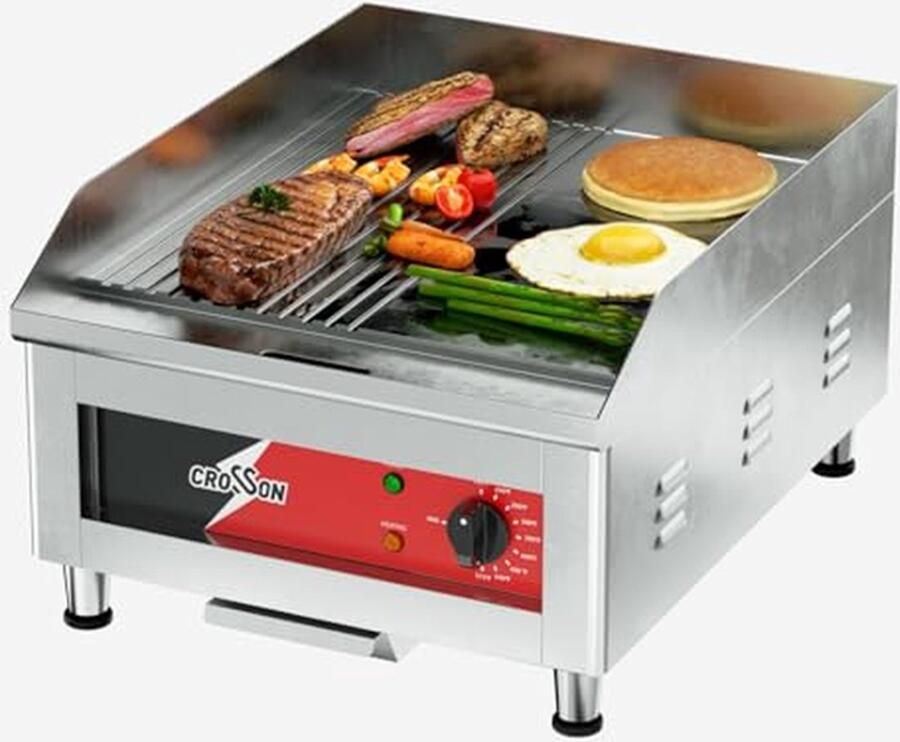 Professionele elektrische grillplaat 40 x 40 cm met antiaanbaklaag en nauwkeurige temperatuurregeling