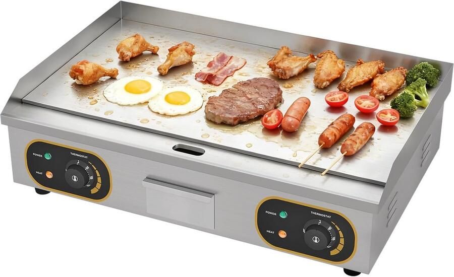 Professionele Elektrische Grillplaat 73 cm Glad Gietijzer 4400W RVS