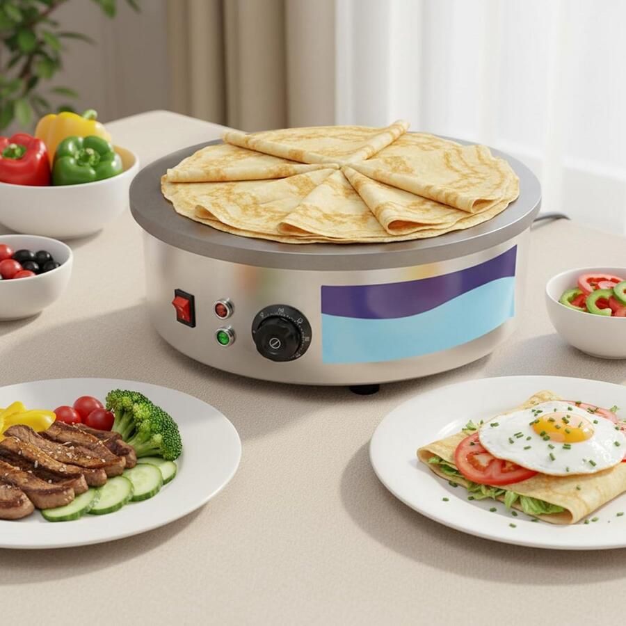 Professionele Elektrische Pannenkoekenmaker 45 cm Gietijzer Crêpe en Gozleme Apparaat
