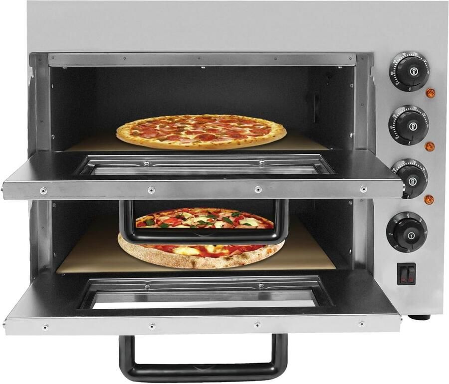 Professionele Elektrische Pizzaoven Dubbele Verdieping 3000W Horeca & Thuisgebruik