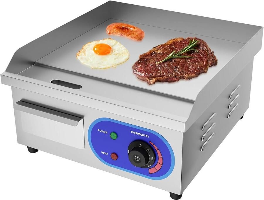 Professionele Elektrische Tafelgrill 220-240V RVS Gladde Grillplaat 35x30cm