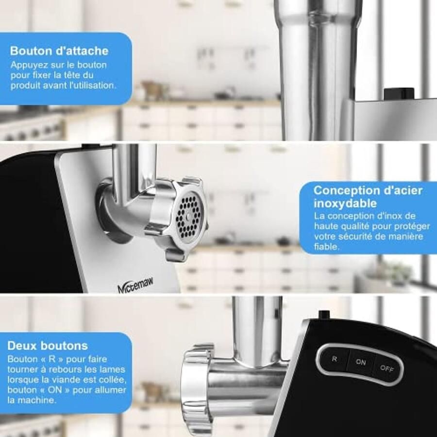 Professionele elektrische vleesmolen met 5 functies en 500W vermogen