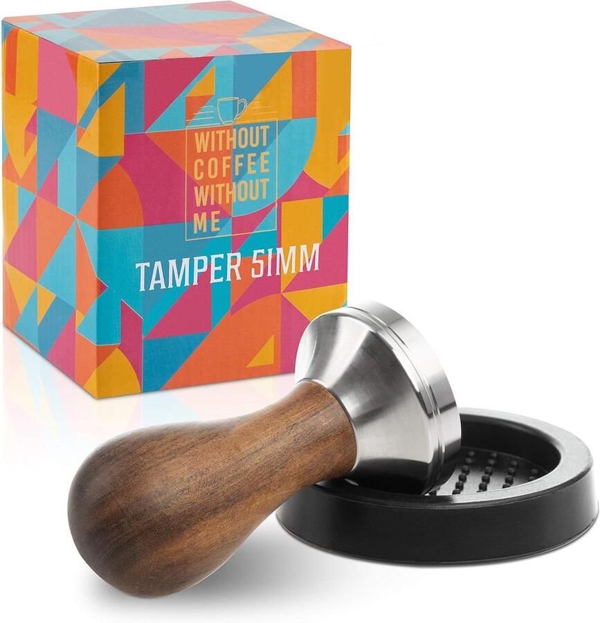 Professionele Espresso Tamper 58 mm met Houten Handvat en Antislip Tampermat