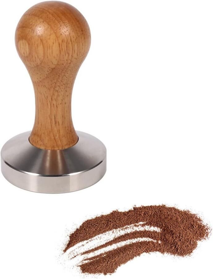 Professionele Espresso Tamper 58mm met Houten Handvat Roestvrij Staal Barista Gereedschap