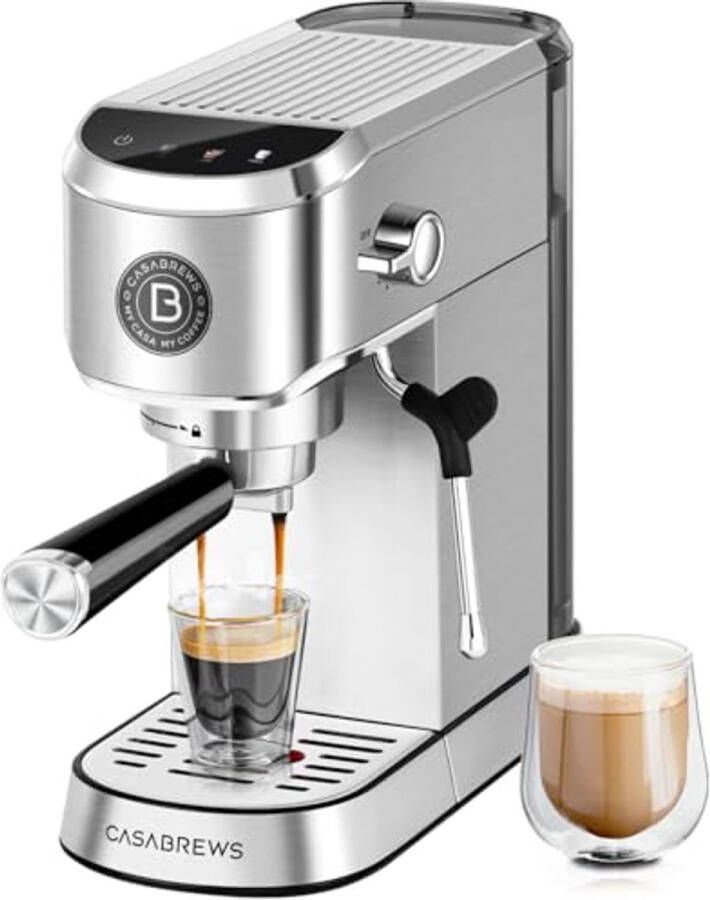 Professionele Espressomachine met 20 Bar en Melkopschuimer Compact Roestvrijstalen Cappuccino Machine