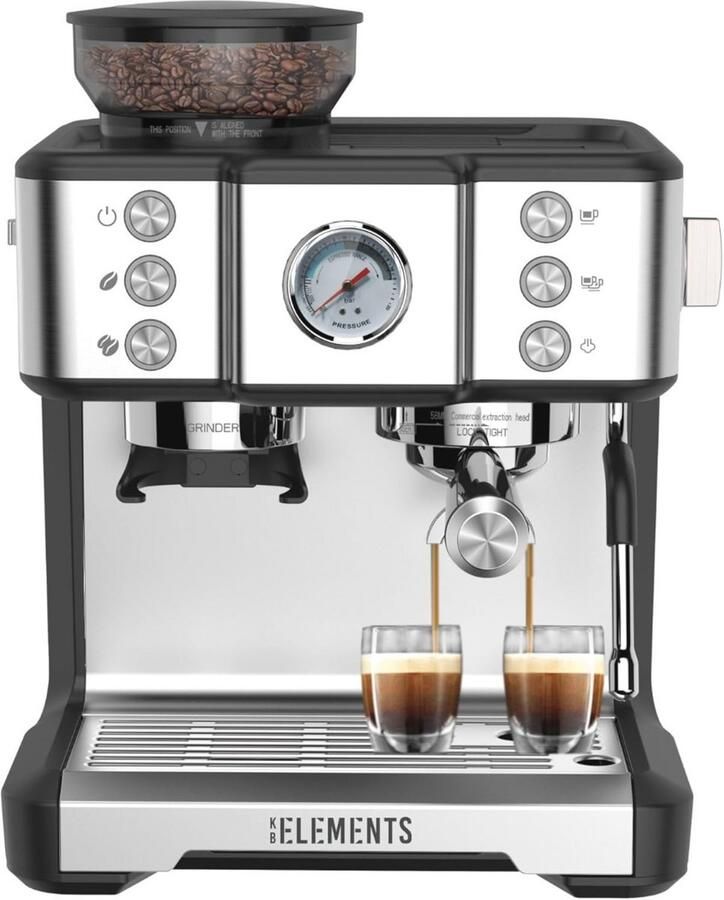 Professionele espressomachine met geïntegreerde molen en 20 bar druk