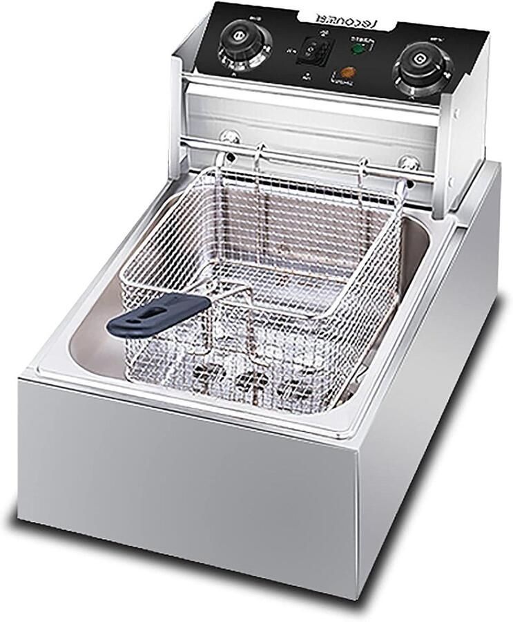 Professionele Friteuse Elektrische Frituurpan Frituren van Snacks Roestvrij Staal 5L of 10L Zilver