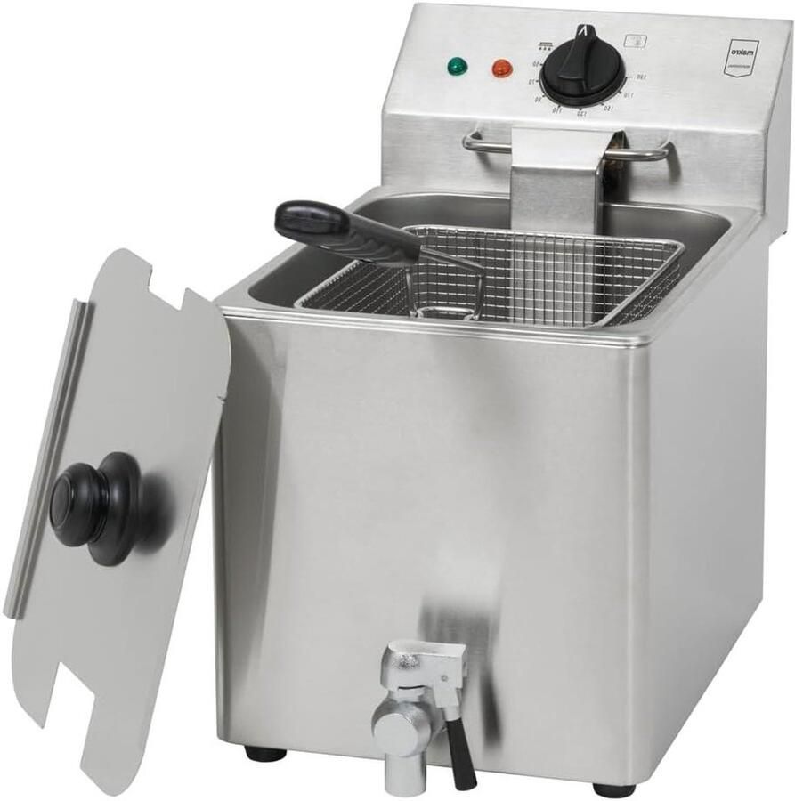 Professionele Friteuse Grote Frituurpan Snel Frituren Met Aftapkraan 8 Liter Zilver