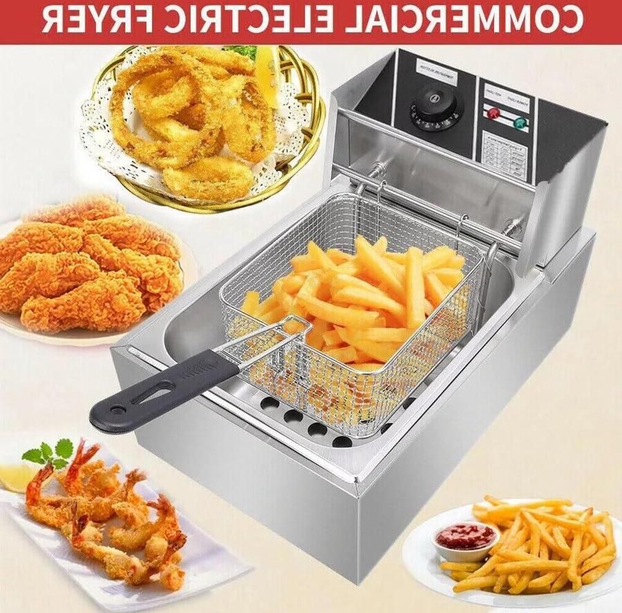 Professionele Friteuse Vet Frituurpan Thuis Frituren Snelle Opwarming 6 Liter Zilver