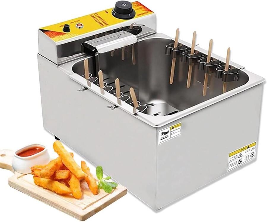 Professionele Frituurpan Commerciële Friteuse Snel Frituren Instelbare Temperatuur 12 liter Zilver