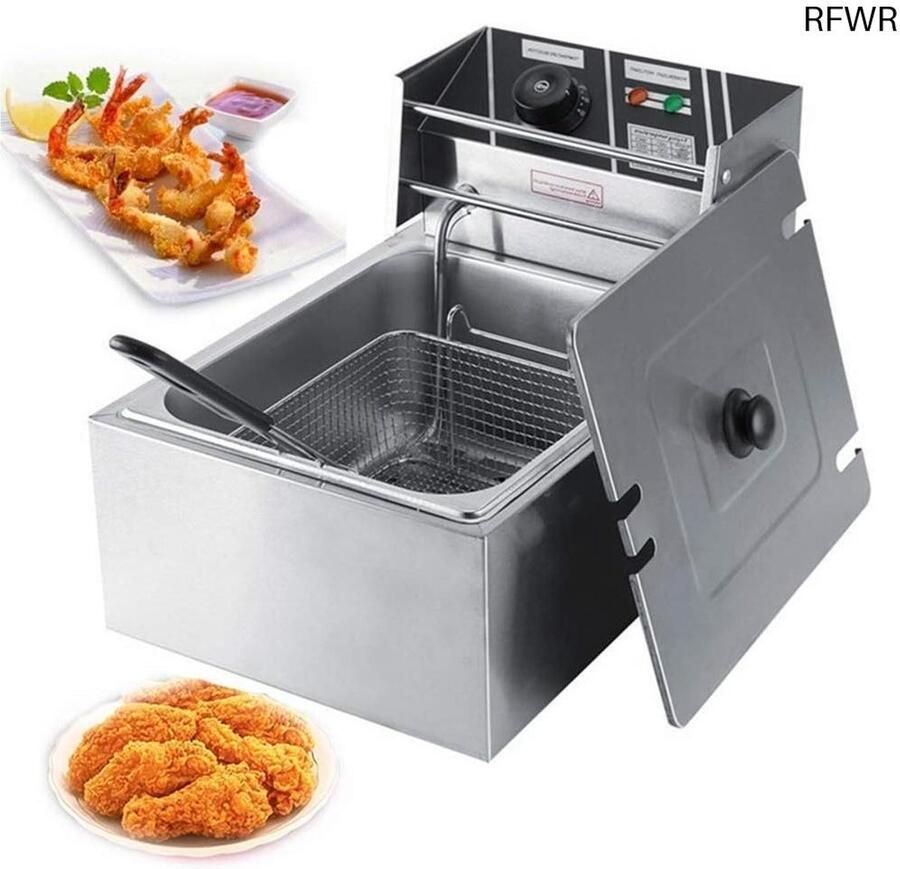 Professionele Frituurpan Dubbele Frituurmand Thuis en Horeca Grote Capaciteit 6 Liter Zilver