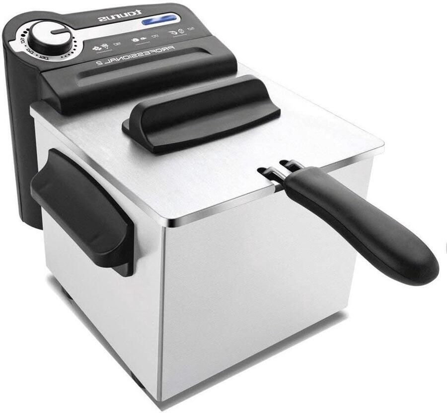 Professionele Frituurpan Friteuse Keuken Lekker Frituren Dompelweerstand 2 Liter Zwart Zilver