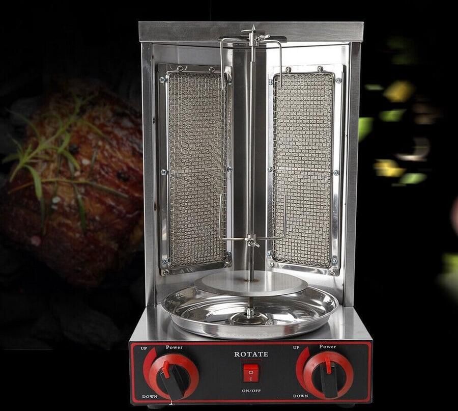 Professionele Gas Kebab & Döner Grill Machine 3000W RVS Verticaal voor Thuis en Horeca