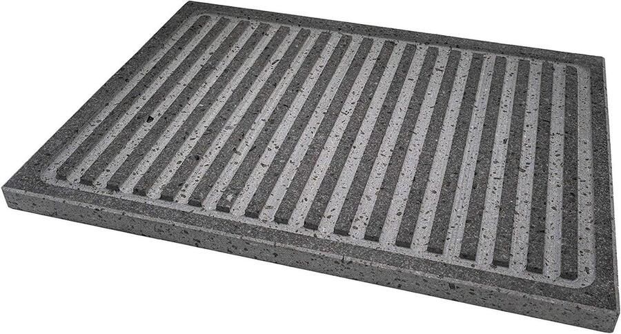 Lavasteen Grillplaat Bakplaat Steen Gezond Koken Natuursteen Gemaakt 40 x 30 cm Grijs