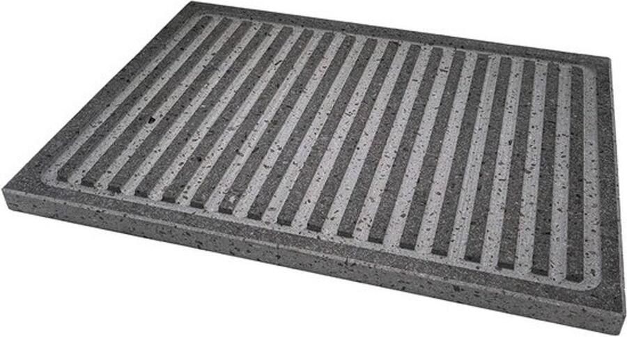 Professionele Grillpan Lavasteen Plaat Gezond Koken Natuurlijke Anti-aanbaklaag 40 x 30 cm Grijs