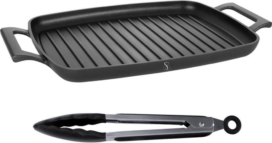 Professionele grillplaat van steen met extreem anti-aanbaklaag Rechthoekig 47 x 29 x 3 7 cm