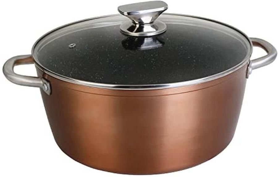 Professionele Hoge Kookpan met Glazen Deksel 24cm Inductie Ecologische Antiaanbaklaag Geschikt voor Gas en Oven