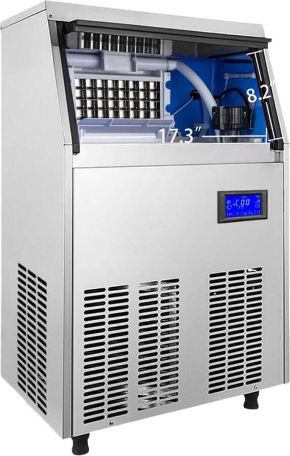 Professionele Ijsblokjesmachine RVS 60KG Capaciteit Voor Horeca Gebruik