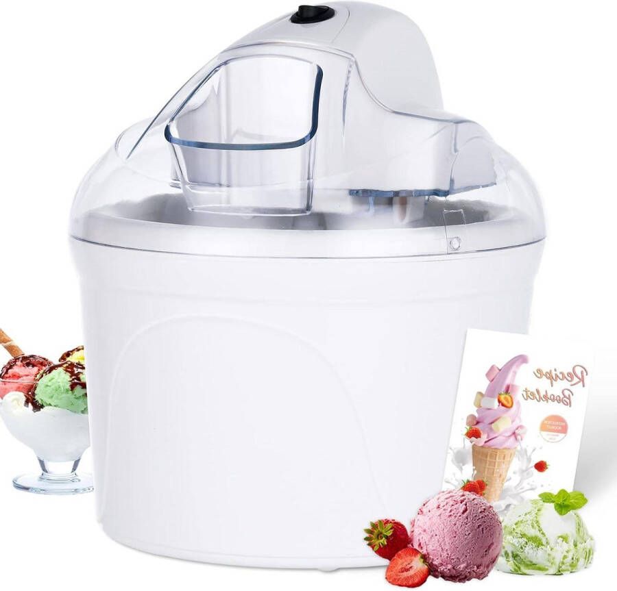 Professionele ijsmachine Testwinnaar Softijsmachine voor thuis Yoghurtmaker en ijsmaker Ijscrème wit 15 l Incl. recept (herbruikbaar)