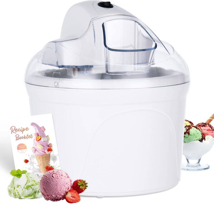 Professionele ijsmachine Testwinnaar Softijsmachine voor thuis Yoghurtmaker en ijsmaker voor ijs Gelato en sorbet 1 5l ijscrème Wit incl. recept Herbruikbaar - Foto 1