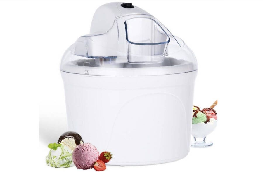 Professionele ijsmachine Testwinnaar Softijsmachine voor thuis Yoghurtmaker en ijsmaker voor ijs Gelato en sorbet 1 5l ijscrème Wit incl. recept Herbruikbaar