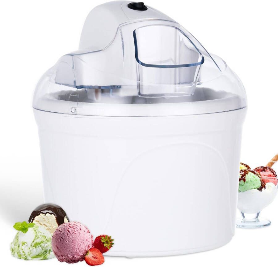 Professionele ijsmachine Testwinnaar Softijsmachine voor thuis Yoghurtmaker en ijsmaker voor ijs Gelato en sorbet 1 5l ijscrème Wit incl. recept Herbruikbaar