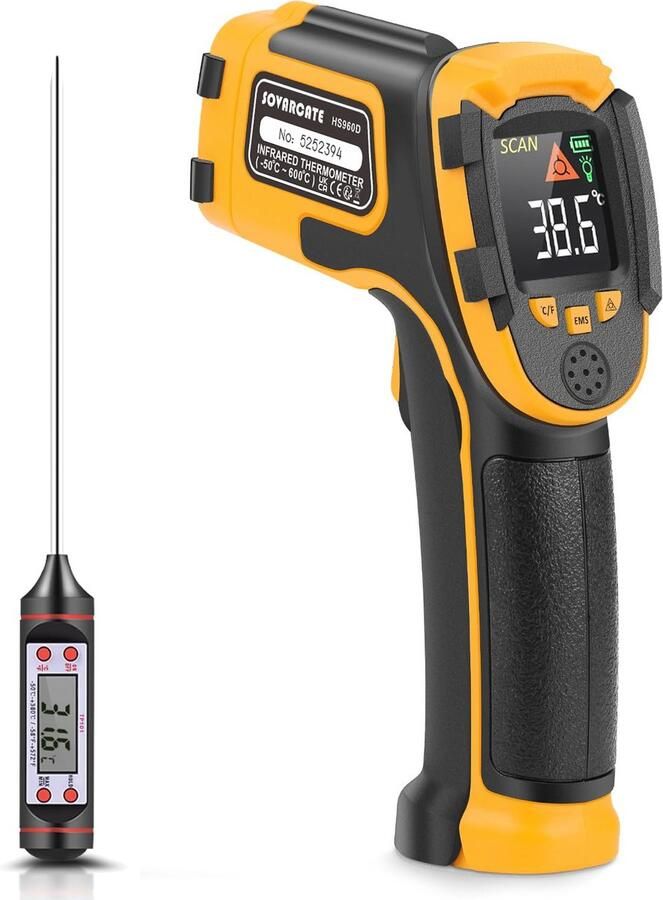 Professionele Infrarood Thermometer Digitale Contactloze Temperatuurmeter voor Koken en BBQ Temperatuurbereik -50 °C tot 600 °C