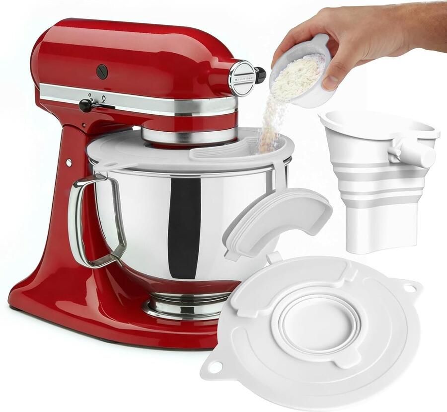 Professionele Keuken Mixer Accessoires met Grote Meel Trechter en Spatbescherming voor Efficiënt Koken en Bakken
