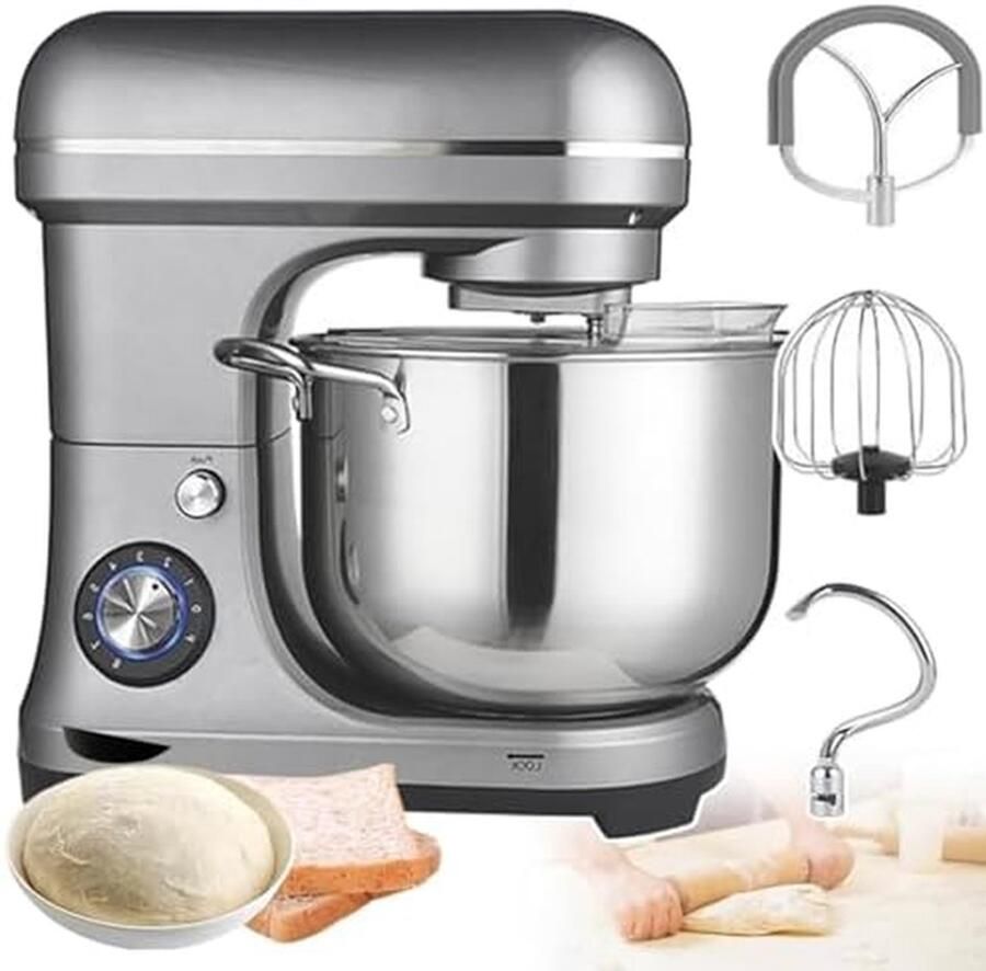 Professionele Keukenmixer Standmixer Deegmixer Bakken en Koken Krachtige 2000W Motor 10L Kom Zilver