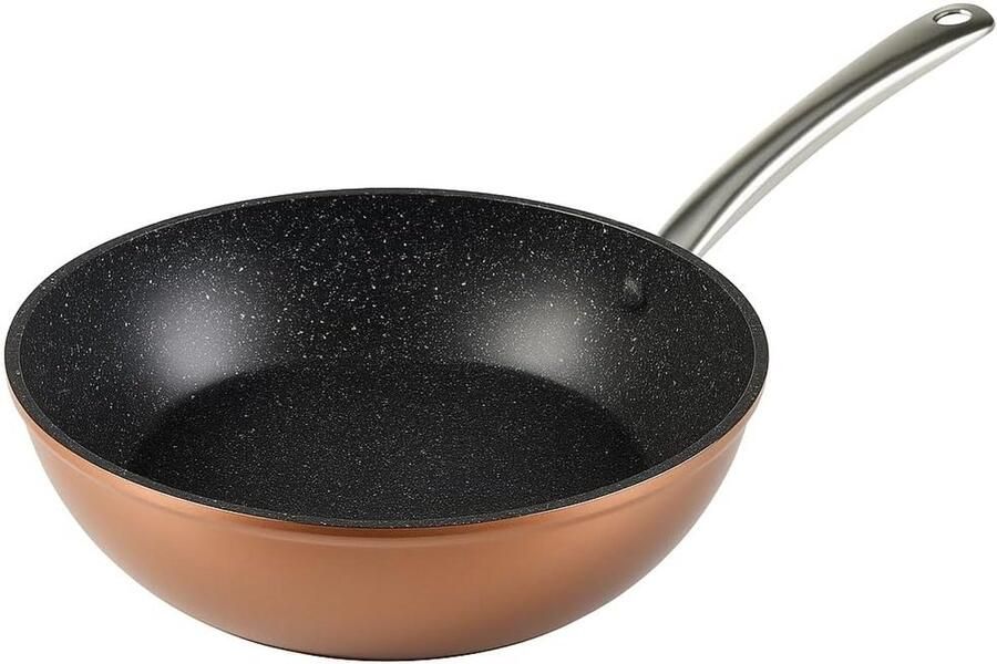 Professionele Koekenpan Aluminium pan Dagelijks koken PFOA-vrije antiaanbaklaag 28 cm Koperkleurig