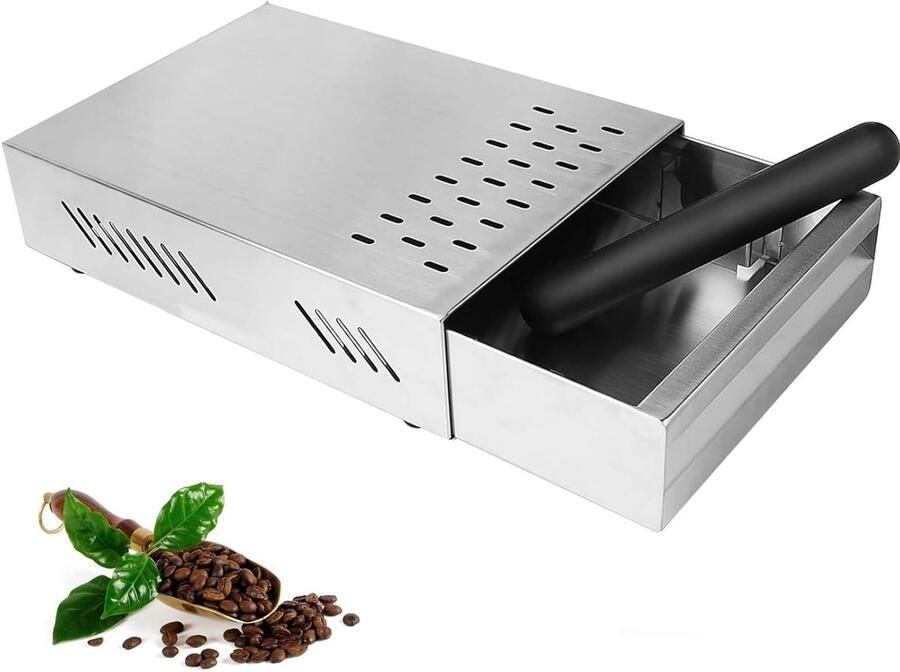 Professionele koffiedikbox van roestvrij staal geschikt voor standaard koffiemachines 280 mm x 180 mm x 63 mm ideaal voor koffiezetten en -verwerking