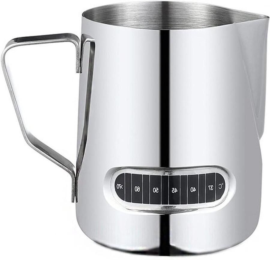 Professionele Melkopschuimer met Ingebouwde Thermometer RVS Koffiekan voor Latte Art 600ml Capaciteit Perfect voor Espresso en Cappuccino