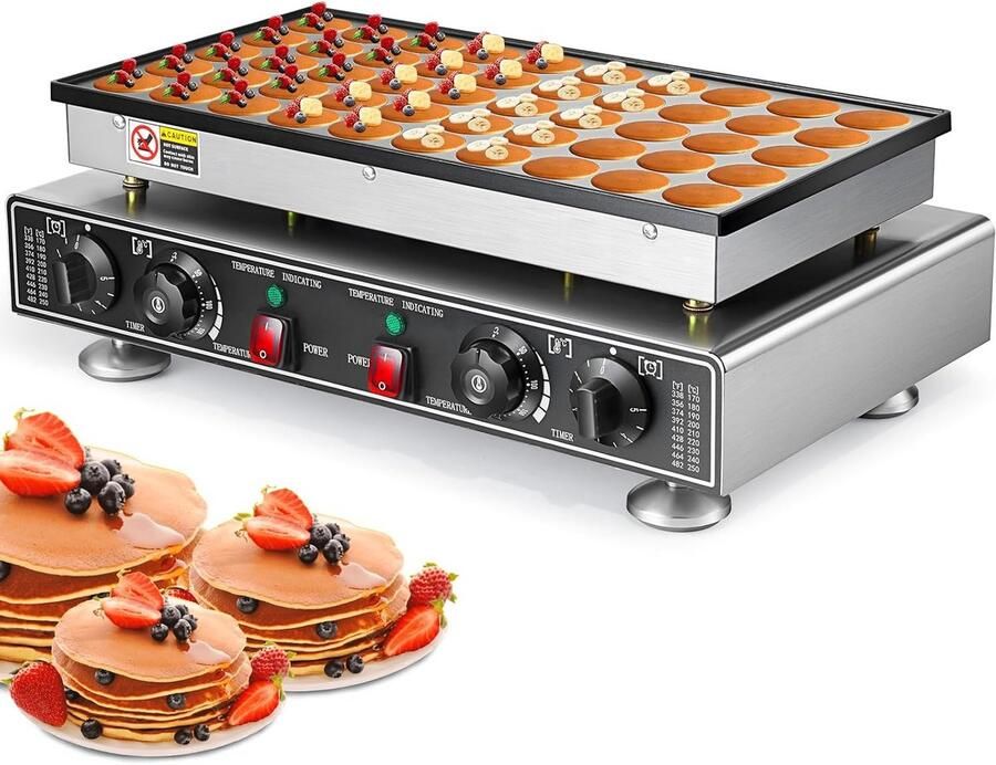 Professionele Mini Pannenkoekenmaker Elektrisch voor 50 Stuks RVS