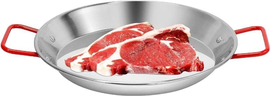 Professionele Paellera Rijstkoker Pan Keuken Gebruik Roestvrij Staal Inductie Geschikt Zilver