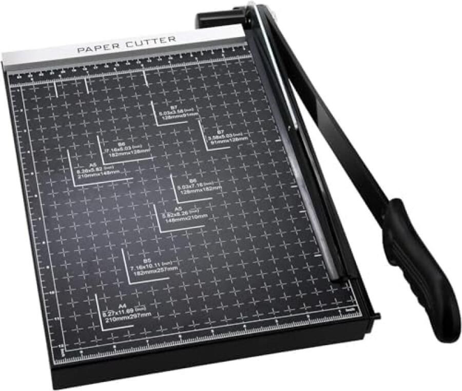 Professionele Papiersnijder Guillotine A4-B7 Formaten 300-485 mm Snijlengte Metaal Basis Veiligheidsmesvergrendeling Dubbele Geleiding Capaciteit 10-12 Vellen Kantoor School Huisgebruik