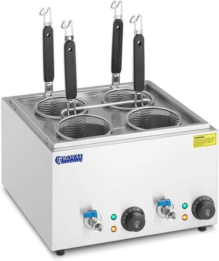Professionele pastakoker 4 manden RVS 3000W instelbare temperatuur