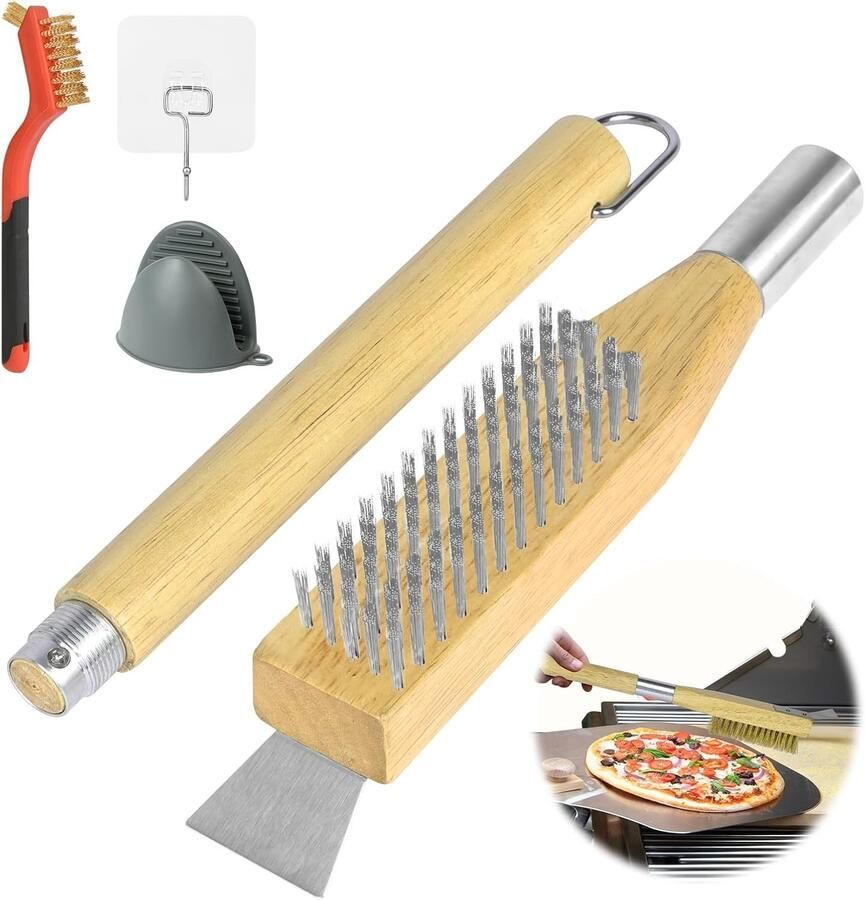 Professionele pizza oven borstel 50 cm met staal schraper en krasbestendige messing haren ideaal voor het schoonmaken van pizza stenen en grills voor gas- en houtskoolgrills